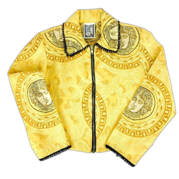 Vintage 90s Hollywood Babe Gold Medusa Faces Medallion Skirt Set Pageant Wear - Picture 2 of 9